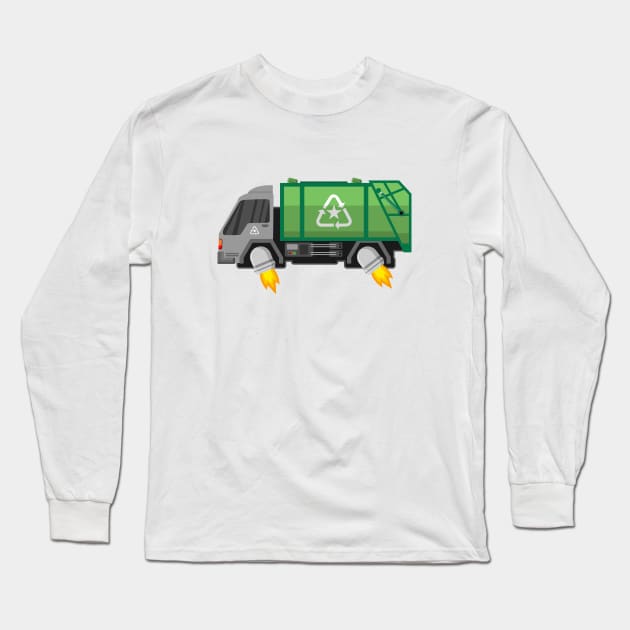 Outer Space Bin Lorry Rocket Design Long Sleeve T-Shirt by DavidSpeedDesign